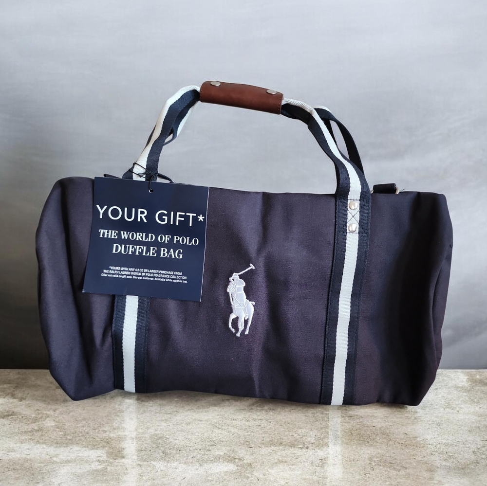 Polo Ralph Lauren Navy Duffel Weekender Gym Travel Large Bag New